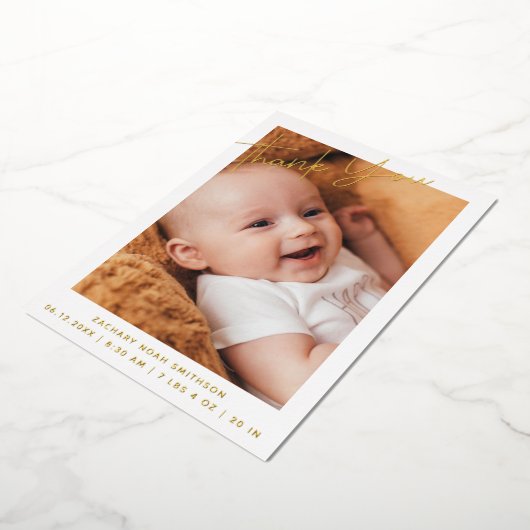     Persoonlijke Geboorteaankondigingskaart Bedank Folie Feestdagenkaart (Gedraaid)