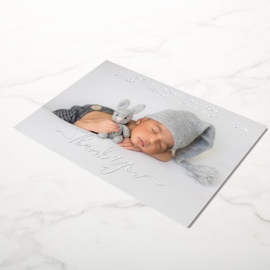     Persoonlijke Geboorteaankondigingskaart Bedank Folie Feestdagenkaart (Gedraaid)