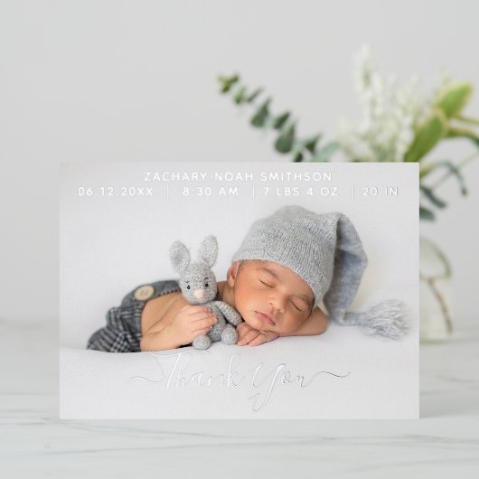     Persoonlijke Geboorteaankondigingskaart Bedank Folie Feestdagenkaart (Staand Voorkant)