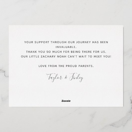     Persoonlijke Geboorteaankondigingskaart Bedank Folie Feestdagenkaart (Achterkant)