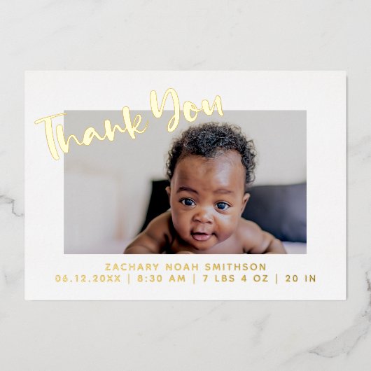 Persoonlijke Geboorteaankondigingskaart 'Dank je w Folie Feestdagenkaart (Voorkant)