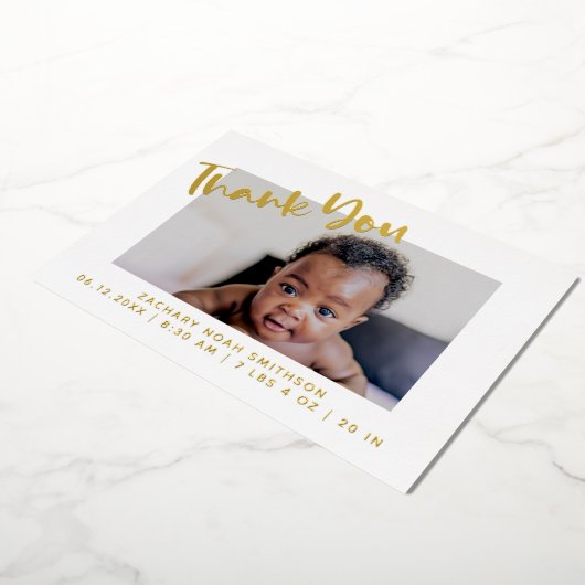 Persoonlijke Geboorteaankondigingskaart 'Dank je w Folie Feestdagenkaart (Gedraaid)