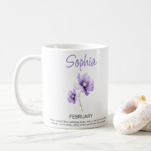 Persoonlijke geboortebloem februari koffiemok