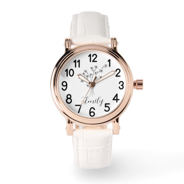 Persoonlijke Geboortebloem Horloge (Voorkant)