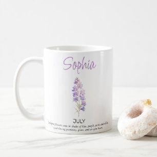 Persoonlijke geboortebloem juli koffiemok