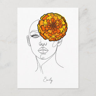 Persoonlijke geboortebloem portret oktober briefkaart