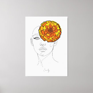 Persoonlijke geboortebloem portret oktober canvas afdruk