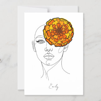 Persoonlijke geboortebloem portret oktober magnetische uitnodiging