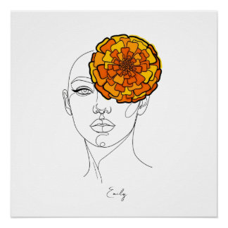 Persoonlijke geboortebloem portret oktober perfect poster