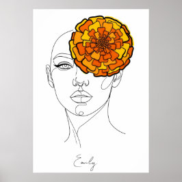 Persoonlijke geboortebloem portret oktober poster
