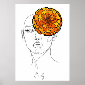 Persoonlijke geboortebloem portret oktober poster