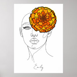 Persoonlijke geboortebloem portret oktober poster