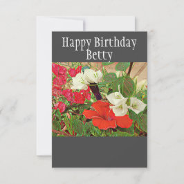 Persoonlijke geboortedag Rode Hibiscus Waterverf Kaart