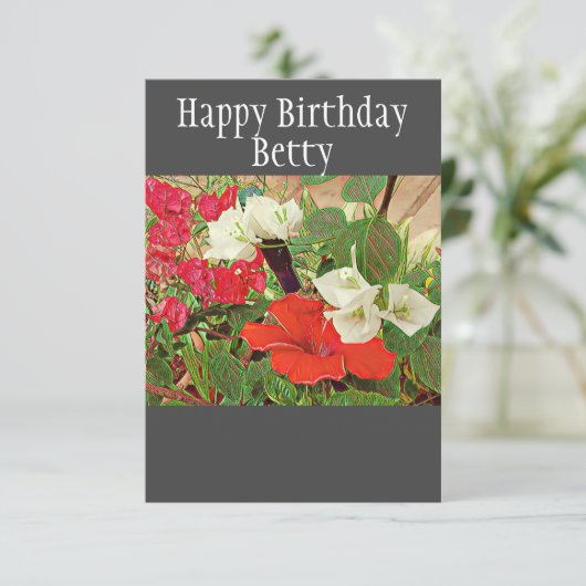 Persoonlijke geboortedag Rode Hibiscus Waterverf Kaart (Staand voorkant)