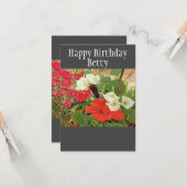 Persoonlijke geboortedag Rode Hibiscus Waterverf Kaart (Voorkant / Achterkant in situ)