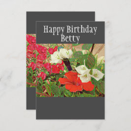 Persoonlijke geboortedag Rode Hibiscus Waterverf Kaart