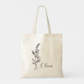 Persoonlijke Geboortemaand Bloem Aangepaste Naam  Tote Bag (Achterkant)