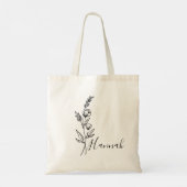 Persoonlijke Geboortemaand Bloem Aangepaste Naam Tote Bag (Achterkant)