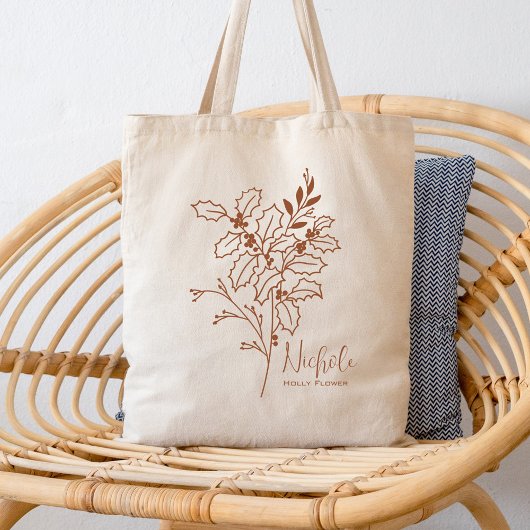 Persoonlijke Geboortemaand Bloem December Boho Roe Tote Bag