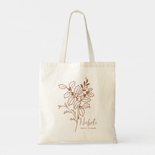 Persoonlijke Geboortemaand Bloem December Boho Roe Tote Bag (Achterkant)
