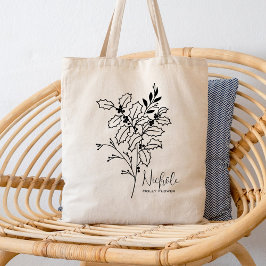 Persoonlijke Geboortemaand Bloem December Boho  Tote Bag