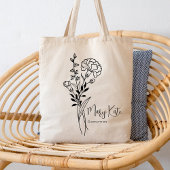 Persoonlijke Geboortemaand Bloem Januari Boho Tote Bag