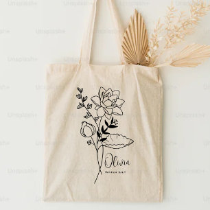Persoonlijke Geboortemaand Bloem Juli Boho Tote Bag
