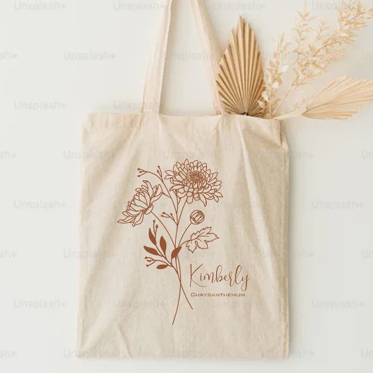Persoonlijke Geboortemaand Bloem November Boho Roe Tote Bag