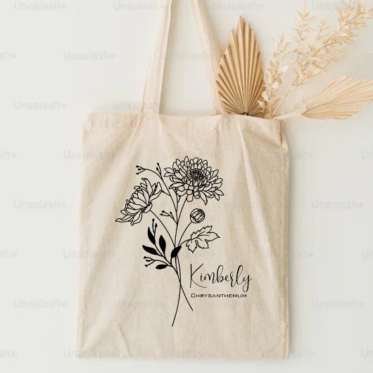 Persoonlijke Geboortemaand Bloem November Boho Tote Bag