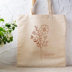 Persoonlijke Geboortemaand Bloem Oktober Boho Roes Tote Bag