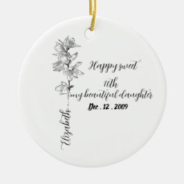 Persoonlijke geboortemaand bloem sweet 16 verjaard keramisch ornament