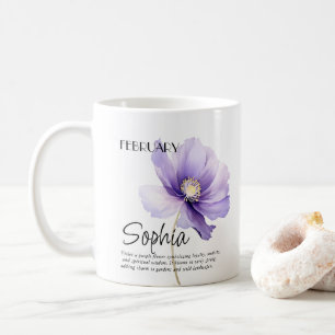 Persoonlijke geboortemaand februari bloem koffiemok