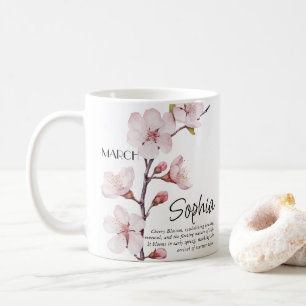 Persoonlijke geboortemaand maart bloem koffiemok