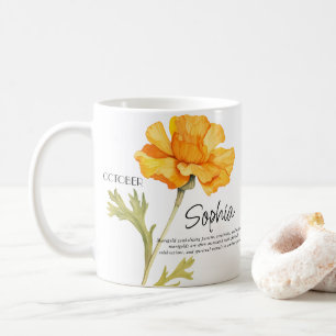 Persoonlijke geboortemaand oktober bloem koffiemok
