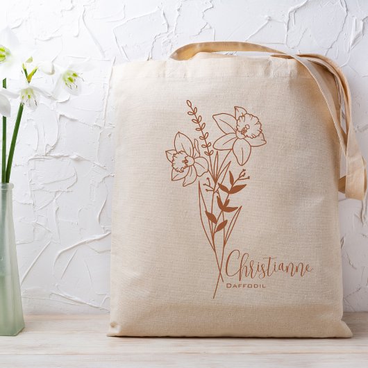 Persoonlijke geboortemaandbloem Maart Roest Tote Bag
