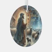 Persoonlijke geboortescène herder glas ornament (Voorkant Rechts)