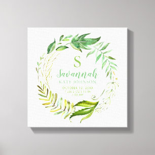 Persoonlijke geboortestatistieken van baby Boho Canvas Afdruk