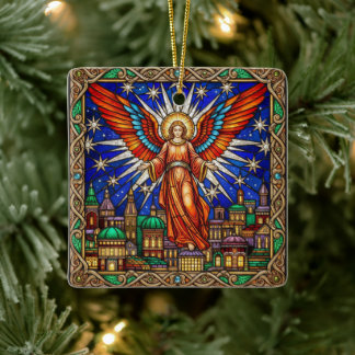 Persoonlijke Gebrandschilderde Glas Archangel Jeru Keramisch Ornament