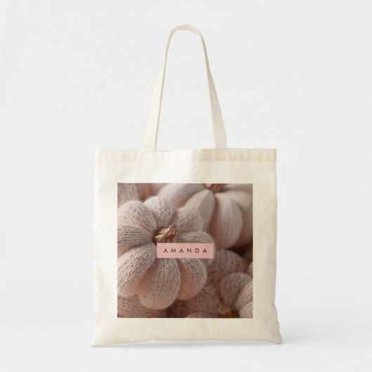Persoonlijke Gebreide Pompoen Sfeerobjecten Tote Bag (Voorkant)