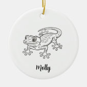 Persoonlijke Gecko Kerstmis Keramisch Ornament (Voorkant)