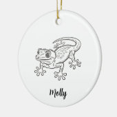 Persoonlijke Gecko Kerstmis Keramisch Ornament (Links)