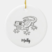 Persoonlijke Gecko Kerstmis Keramisch Ornament (Achterkant)