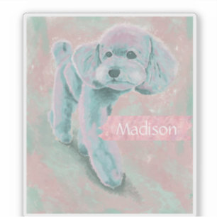 Persoonlijke Gedempte Pastelkleurige Poodle Illust Sticker