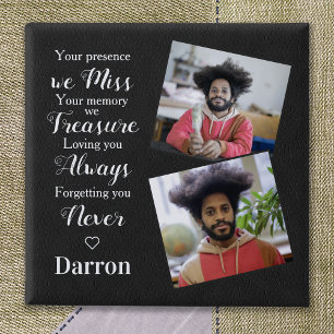 Persoonlijke gedenktijd Sympathie Foto Vierkante Button 5,1 Cm