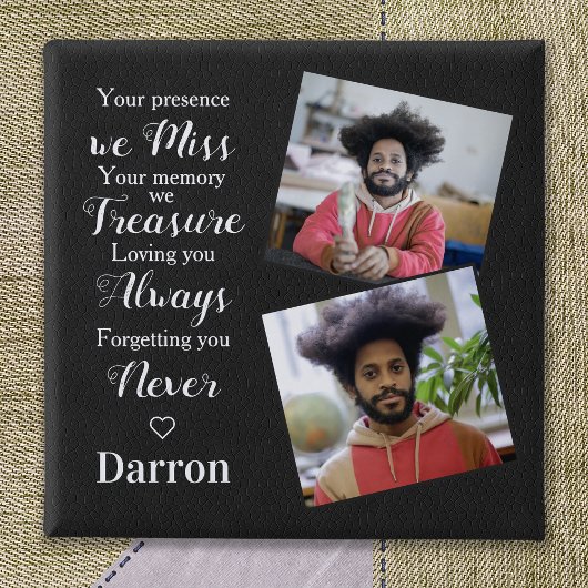 Persoonlijke gedenktijd Sympathie Foto Vierkante Button 5,1 Cm