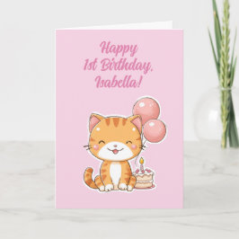 Persoonlijke Gefeliciteerd 1e Verjaardag Meisje, K Kaart