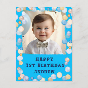 Persoonlijke Gefeliciteerd 1e Verjaardag Met Foto Briefkaart
