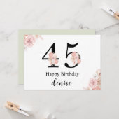 Persoonlijke Gefeliciteerd 45e Verjaardag Kaart (Voorkant / Achterkant in situ)