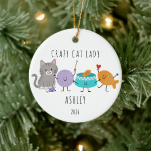 Persoonlijke Gekke Kat Vrouw Kerst Ornament