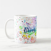 Persoonlijke gekleurde bubbels koffiemok (Links)